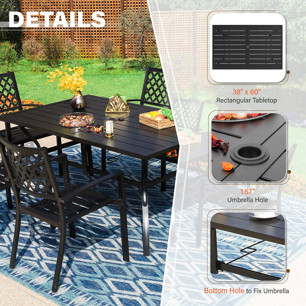 Sophia & William 7 Piece Outdoor Patio Dining Set Highback Textilene Chairs and Metal Table Furniture Set for 6, Blue