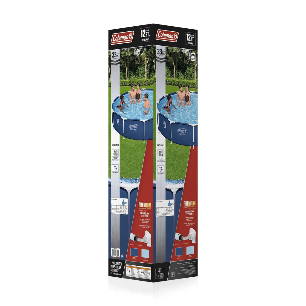 Coleman Steel Pro 12 ft. x 33 in. Round Metal Frame Above Ground Pool Set