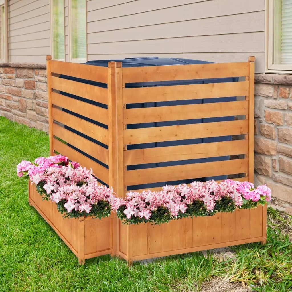 "NAIZEA Air Conditioner Fence, Pool Equipment Enclosure, Trash Can Enclosure, Metal Stake Wood Fence Panel 38"" W x 60"" H"