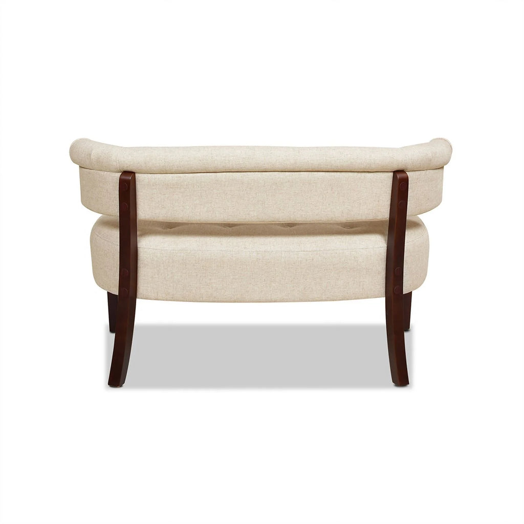 Jennifer Taylor Home Jared Roll Arm Tufted Polyester Fabric Bench, Sky Neutral Beige