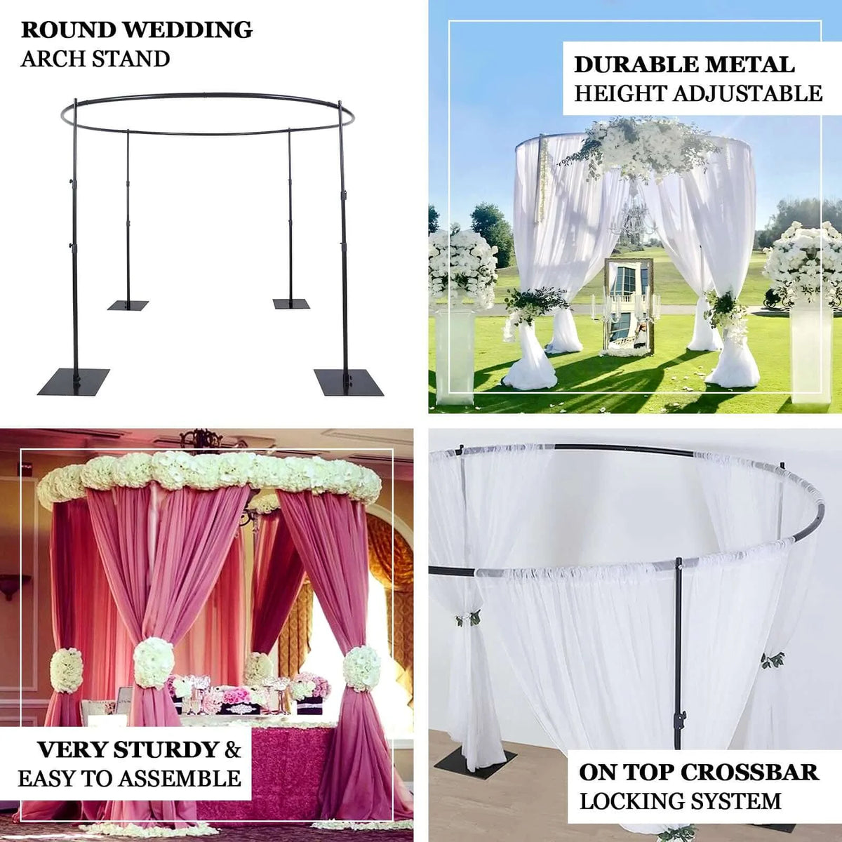 Efavormart 10ft | 4 Post Gold Metal DIY Photography Backdrop Stand, Wedding Arch Canopy Tent