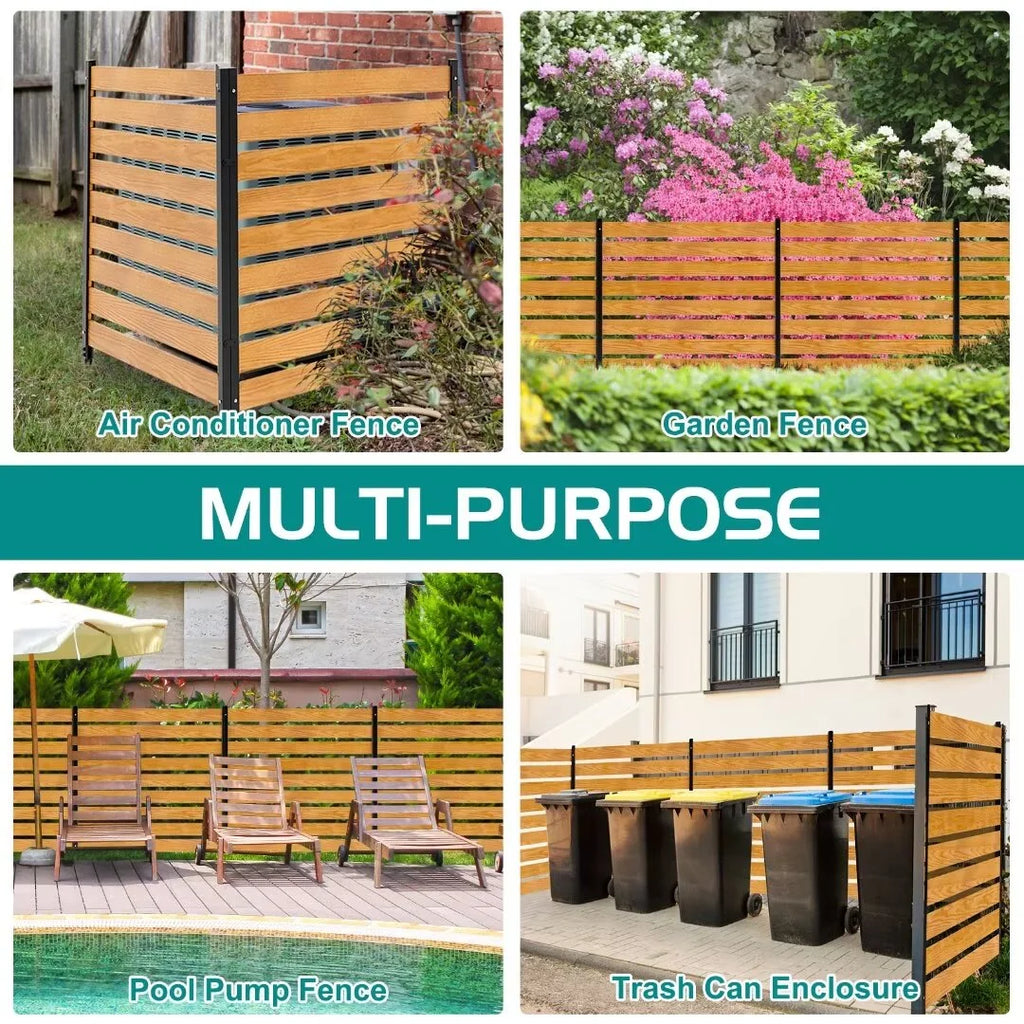 "NAIZEA Air Conditioner Fence, Pool Equipment Enclosure, Trash Can Enclosure, Metal Stake Wood Fence Panel 38"" W x 60"" H"