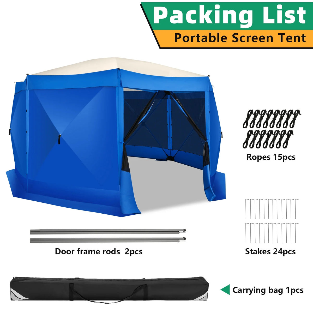 COBIZI 8x8 Pop up Gazebo Tent, Ez up Waterproof Screen Tent Screen House, Portable Outdoor Canopy Sun Shelter with 3 Sidewalls, Carry Bag & Ground Stakes for Camping, Garden and Picnics, Gray