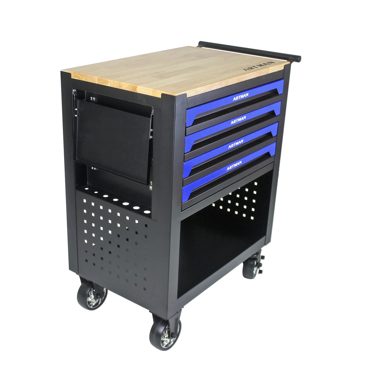 Aukfa 30 inch Mechanic's Tool Cart, 700 LB Capacity 4-Drawer Tool Chest on Wheels for Garage, Black