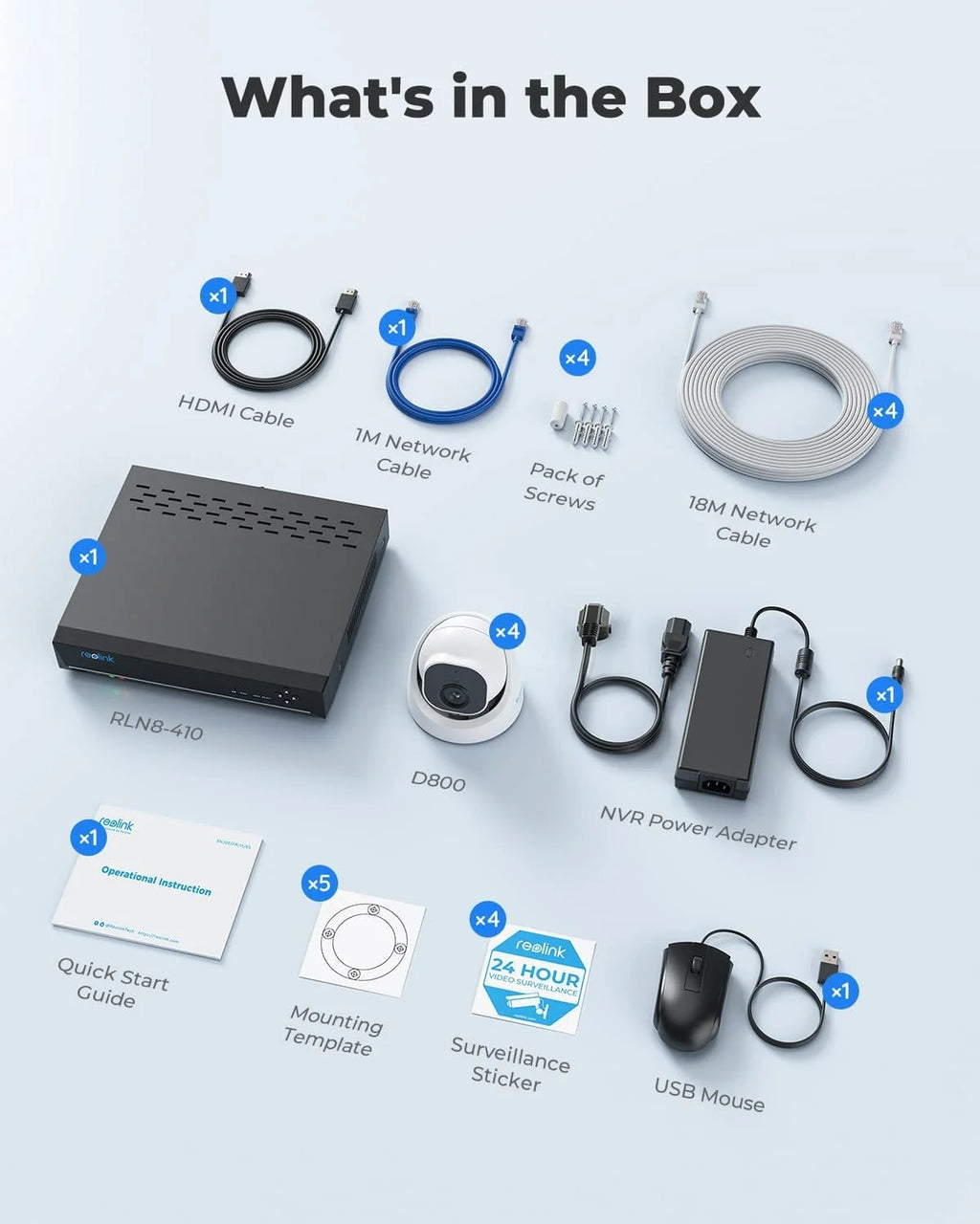 Reolink 4K 8CH Outdoor PoE Camera System,4Pcs 8MP Video Security Camera Smart Person/Vehicle Motion Detection,24/7 Recording