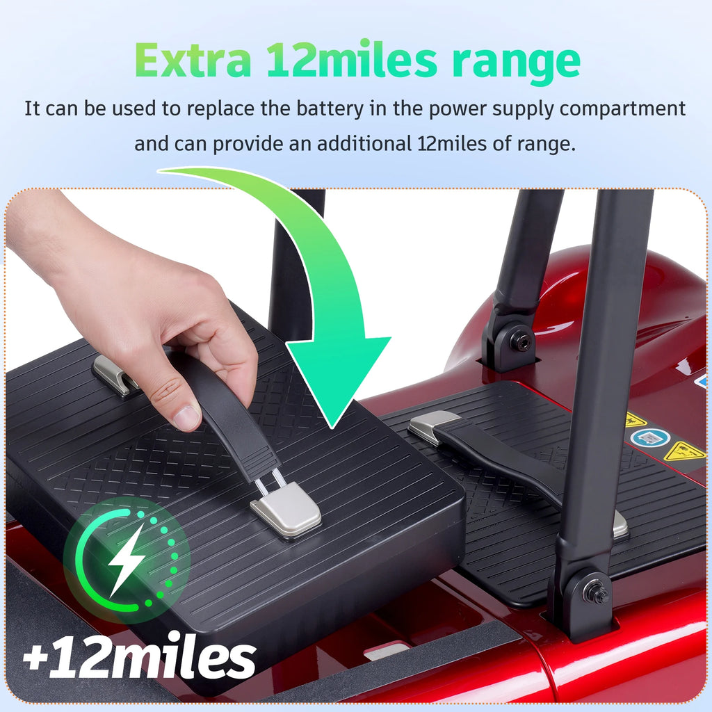 EAGLOG Light Weight 4 Wheels Mobility Scooter for Seniors, Electric Folding Wheelchair Device for Travel, Black