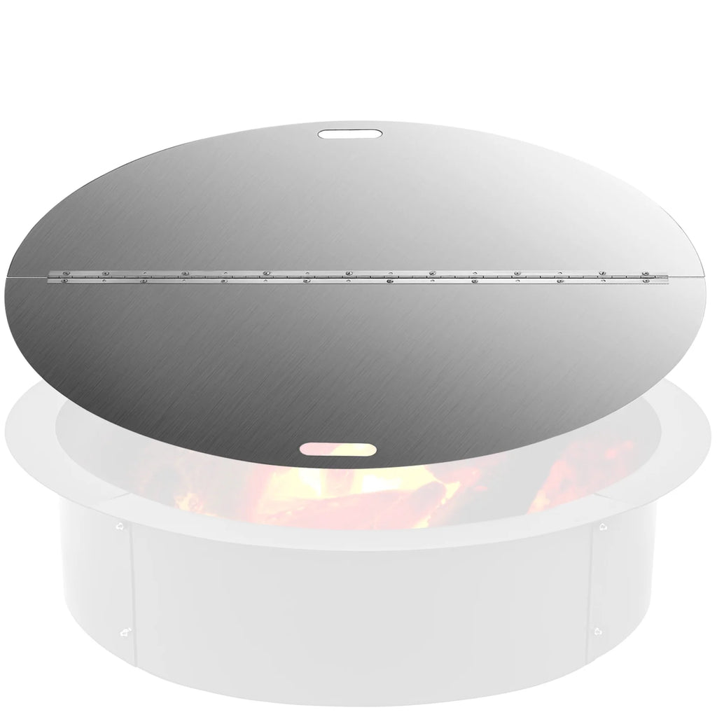BENTISM Fire Pit Lid Round 40 Inch Foldable Fire Pit Ring Snuff Cover 430 Stainless Steel Fire Pit Spark Screen Cover 3mm Thickness