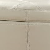 OSP Furniture Home Furnishings Augusta Round Storage Ottoman in Espresso Bonded Leather with Decorative Nailheads