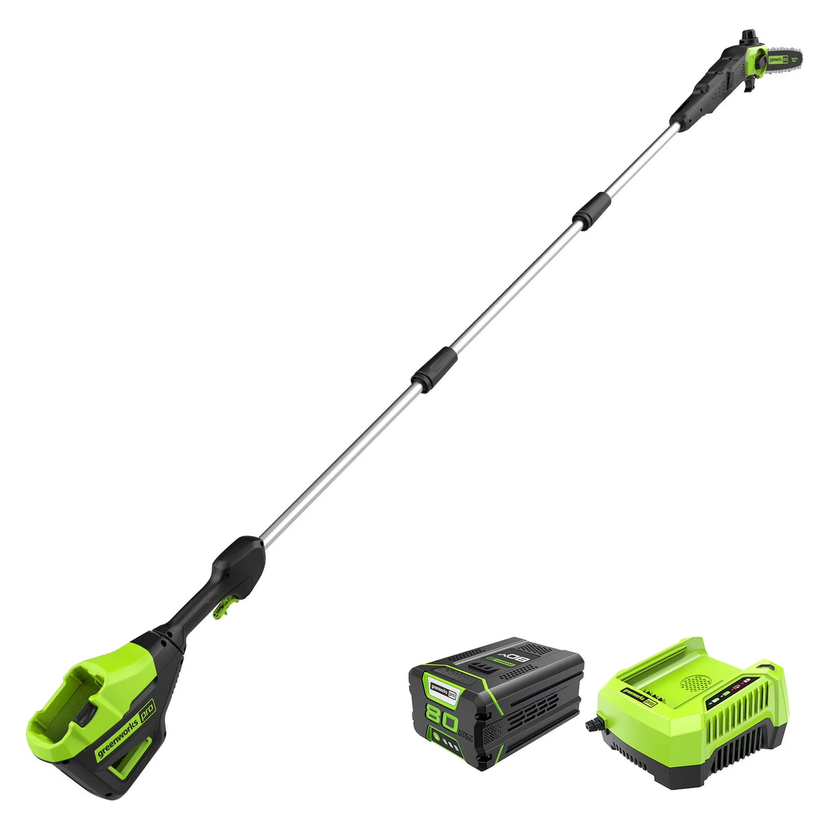 Greenworks 80V 10" Cordless Battery Pole Saw with 2.0Ah Battery & Rapid Charger