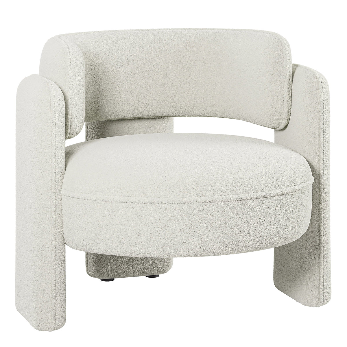 BELLEZE Sherpa Boucle Chair, Modern Barrel Accent Chair Comfy Round Upholstered Armchair Accent Side Chair for Living Room, Bedrooms, Corner - Quinton��White��