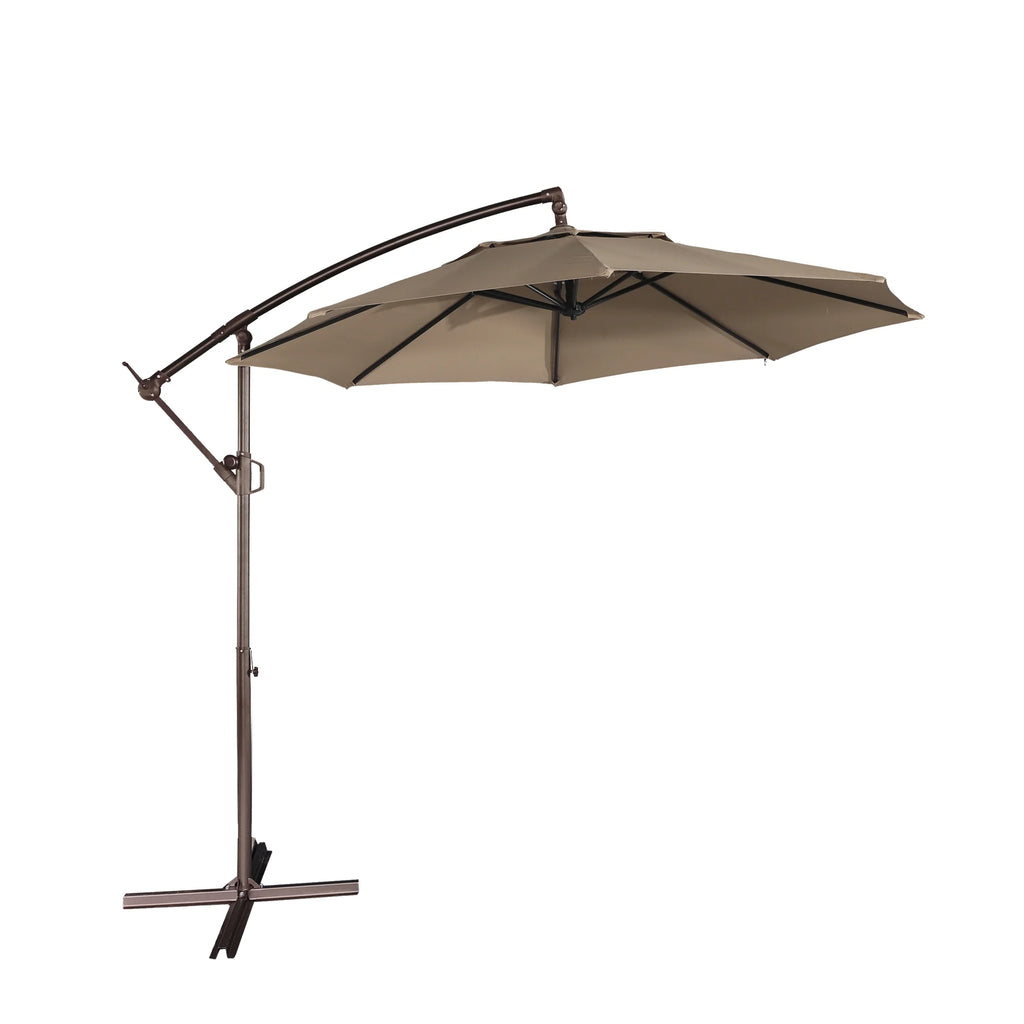 Mondawe 10ft Solar Lights Offset Cantilever Patio Umbrella - with Light, LED Lighted Offset Hanging Patio Outdoor Market Umbrella UPF50+ UV Protection with Crank,Navy Blue