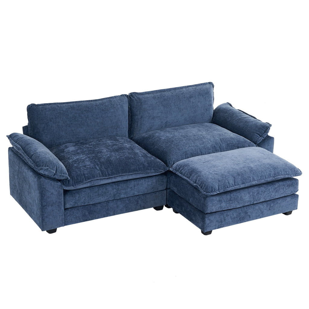 Zimtown Sectional Sofa with Ottoman, L Shaped Convertible Couch with Removable Chaise Chenille Fabric Sofa Set for 4-6 Persons Living Room Furniture Dark Grey