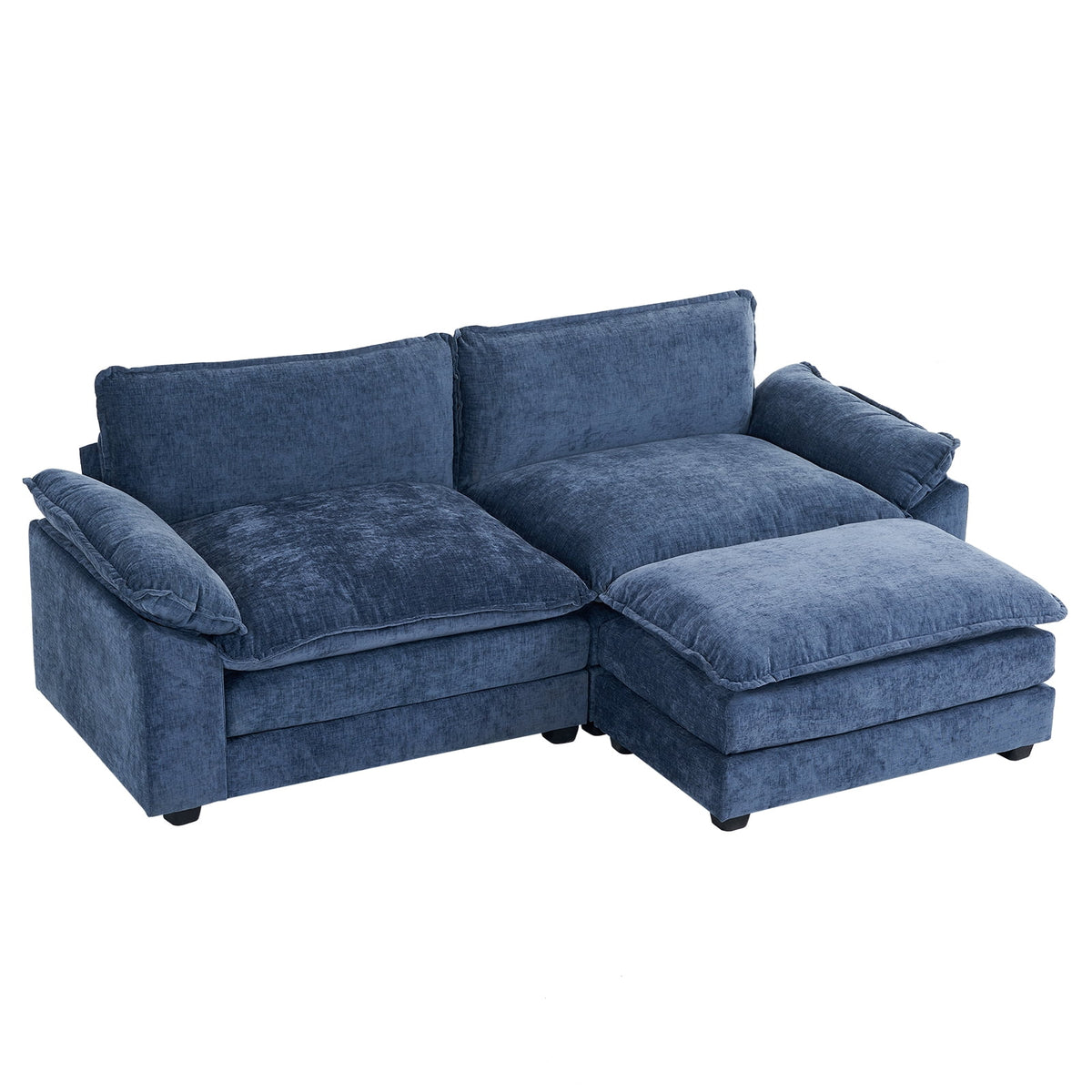 Zimtown Sectional Sofa with Ottoman, L Shaped Convertible Couch with Removable Chaise Chenille Fabric Sofa Set for 4-6 Persons Living Room Furniture Dark Grey