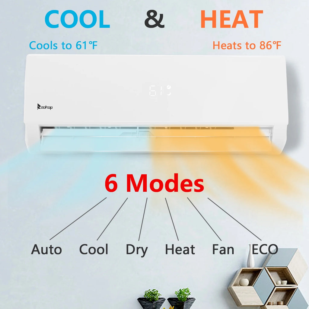 Ktaxon 2 Zone 9000 + 9000 BTU WIFI Mini Split AC/Heating System, 19 SEER2 Dual Zone 18000 BTU Ductless Split Air Conditioner with Pre-Charged Condenser, Heat Pump & 25Ft Installation Kit, 208-230V