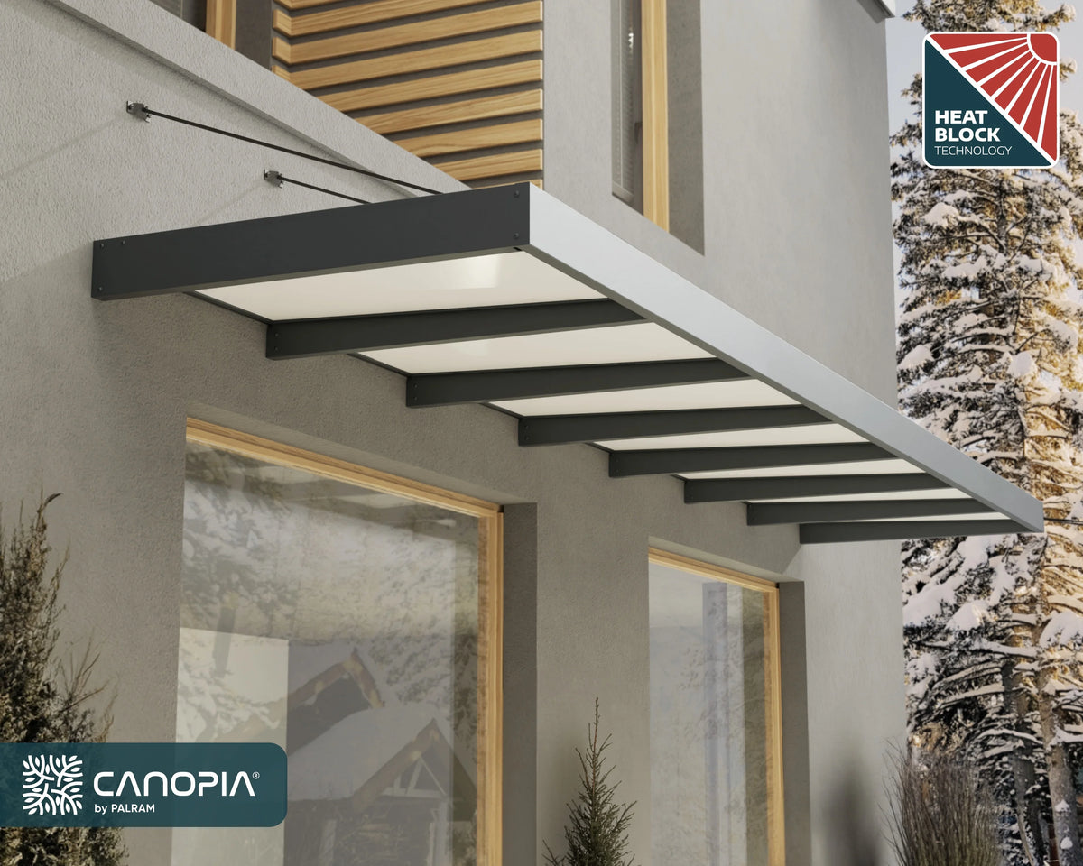 Palram - Canopia Sophia XL 2000 6' x 5' Acrylic Awning - Gray/Mist