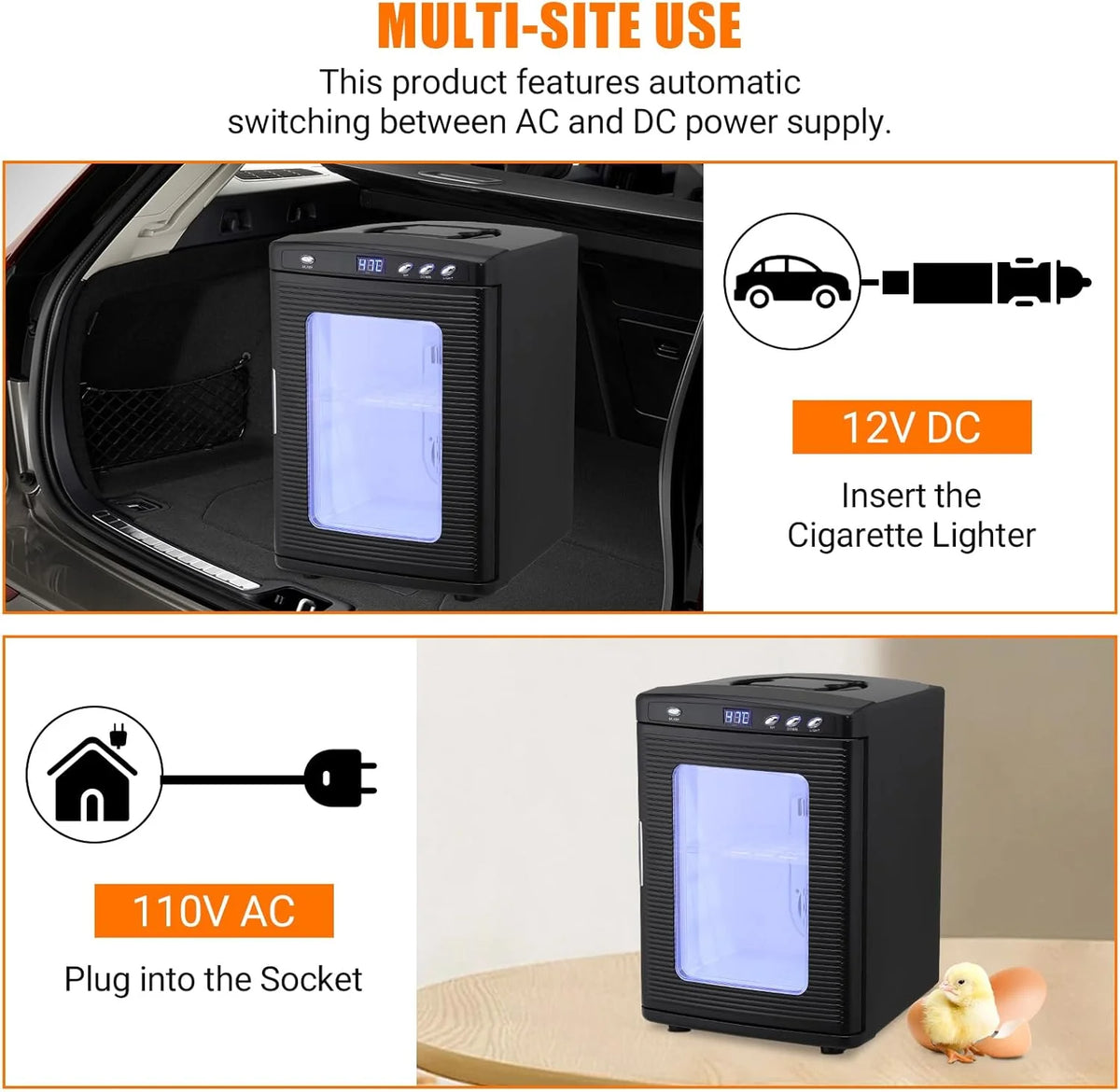 Garvee 25L Reptile Incubator for Hatching Eggs - Portable Scientific Laboratory Incubator, Temperature Controlled 10��C-60��C for Small Reptiles, Cooling and Heating Digital Incubator, 12V/110V Black