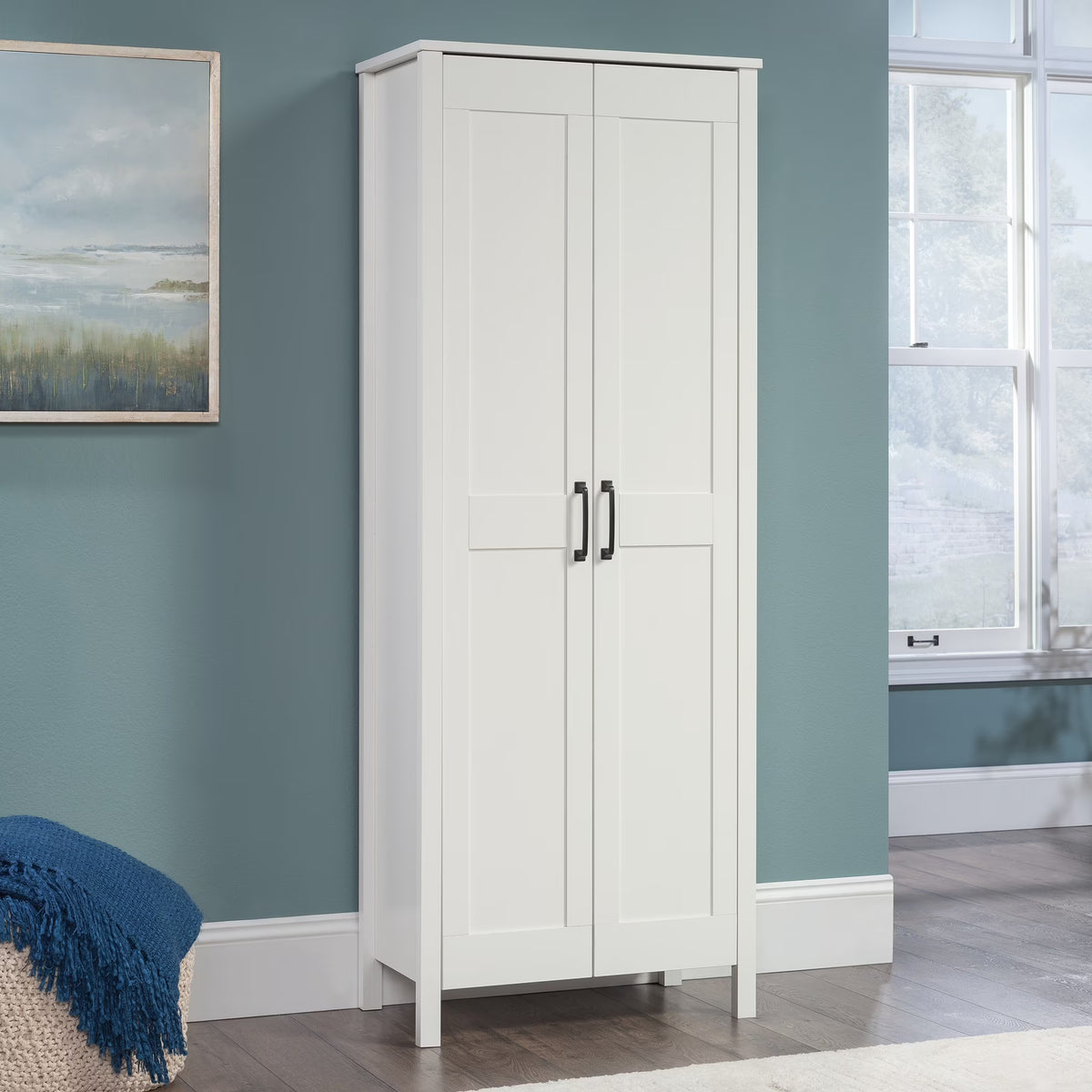 Sauder Two-Door Storage Cabinet, White Finish