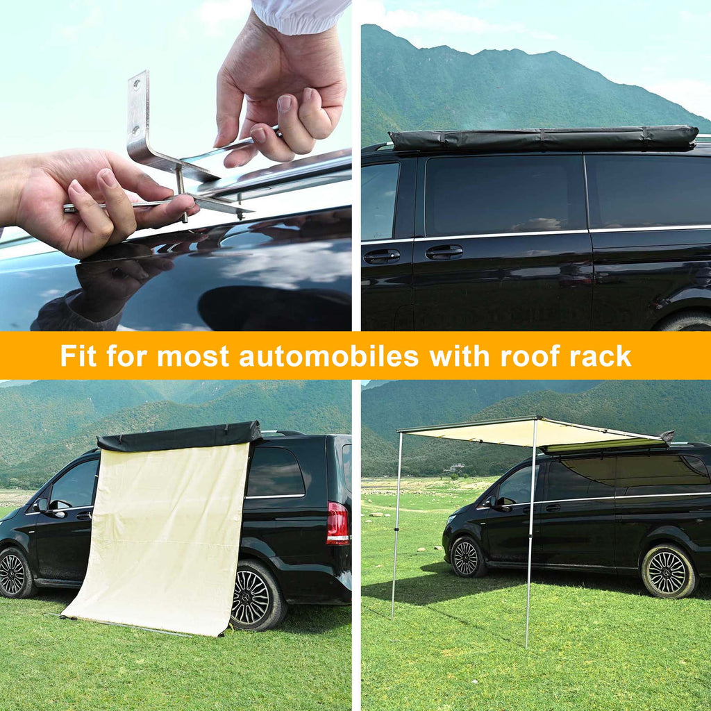 Yescom Vehicle Awning with Blackout Coating 6.6x8.4' Car Roof Rack Overlanding Shade for SUV Camping Travel