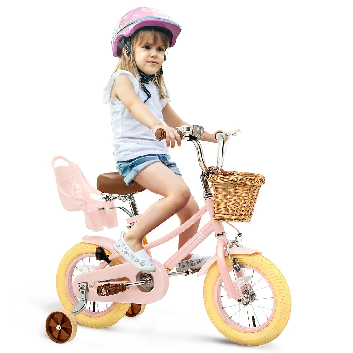 XJD Girls Bike for Toddlers and Kids Ages 2-12 Years Old,12 14 16 Inch Kids Bike with Training Wheels & Basket, 20 Inch Girls Bicycle with Handbrake & Kickstand