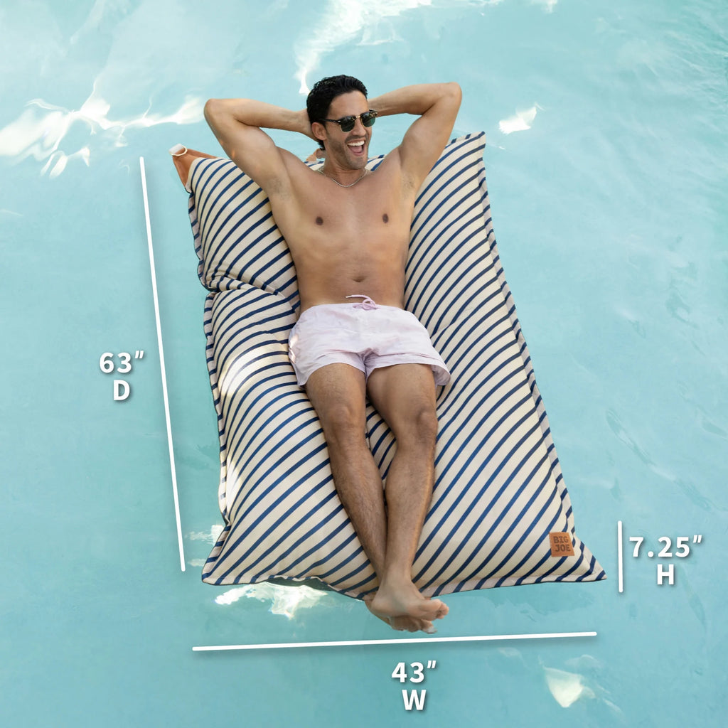 Big Joe Lagoon Lounger No Inflation Needed Pool Float, Americana Nautical Stripe Double Sided Mesh, Quick Draining Fabric, 5 feet Giant