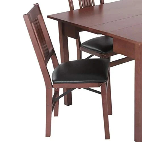 Stakmore True Mission Folding Chair, Fruitwood with Black Vinyl Seat (2-Pack)