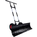Best Choice Products 36in Galvanized Blade Hand Snow Pusher w/ 2 Wheels, Adjustable Handle, Blade Angle - Black