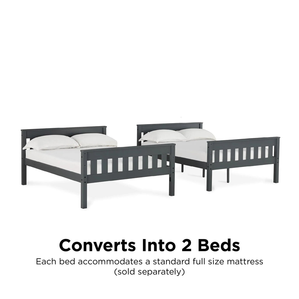 Teen Novogratz Max Full-Over-Full Wood Bunk Bed with USB Port, Gray