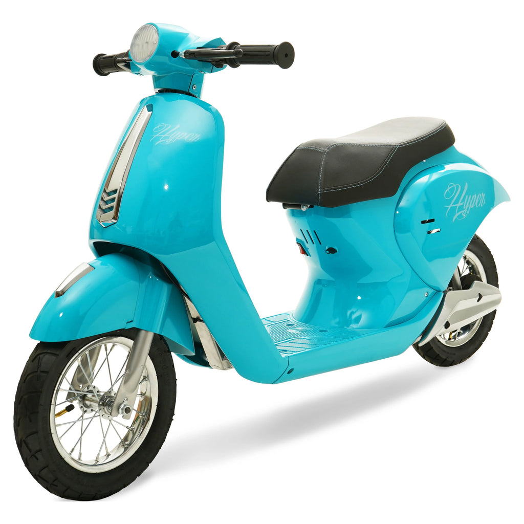 24V Hyper Toys Retro Electric Scooter, Easy Twist Throttle, Blue, Ages 13+, Including Teens, Tweens