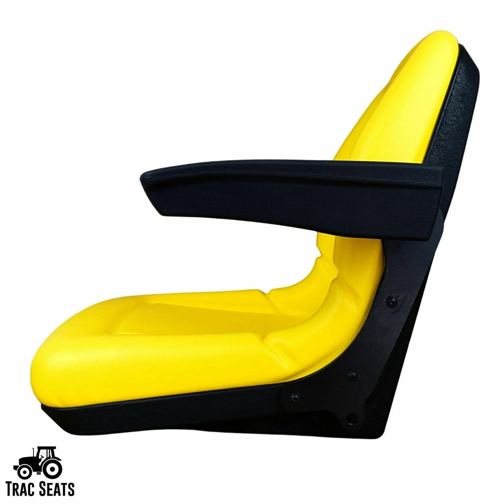 Trac Seats John Deere Compact Tractor Flip Up Style Seat with Armrests LVA19040, Yellow