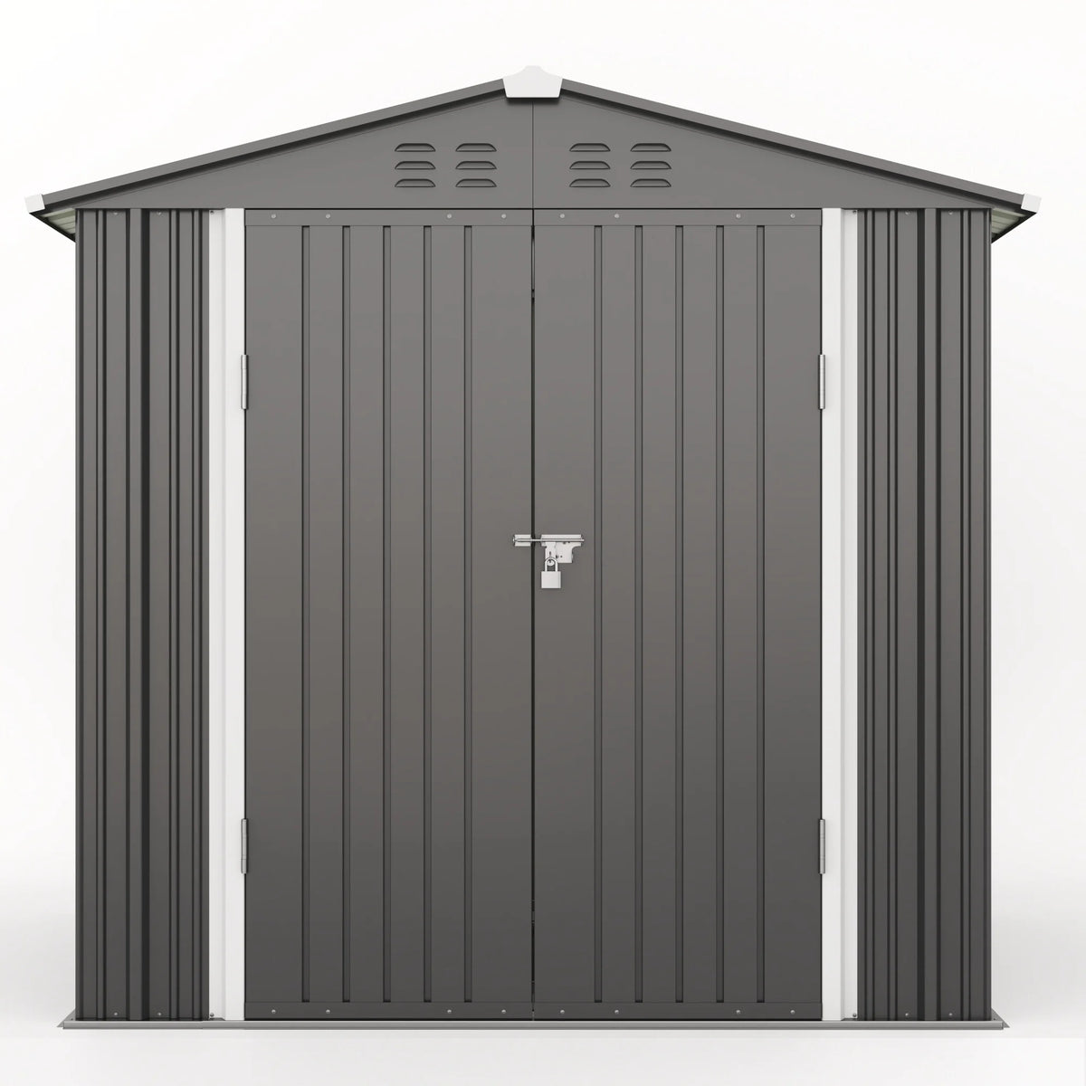 6x4FT Metal Outdoor Storage Shed, Garden Tool Shed with Lockable Doors & Slooping Roof for Backyard,Patio,Dark Grey