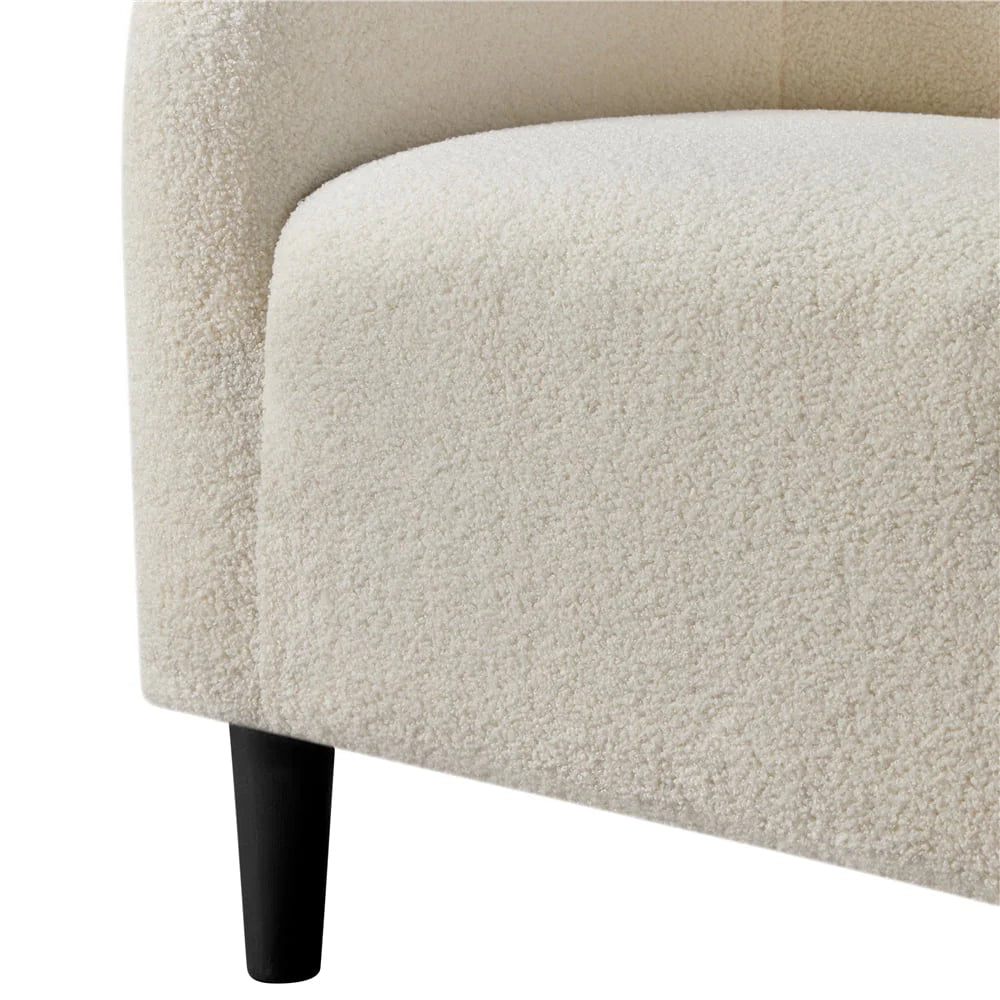 Topeakmart 2pcs Boucle Club Chair Accent Barrel Chair Upholstered Arm Chair, Ivory