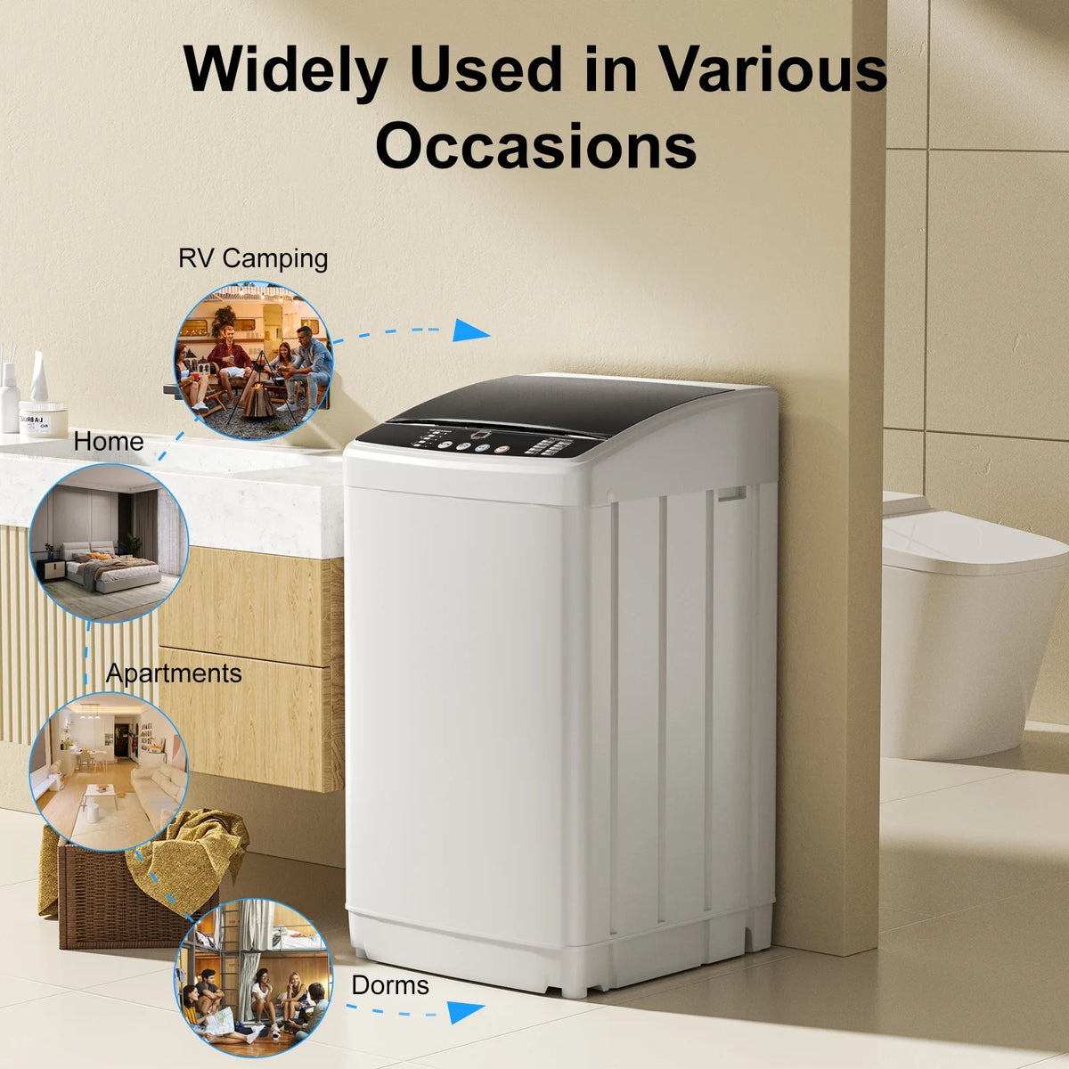 TABU Washer and Dryer Set, 17.6LBS Full Automatic Washing Machine & 8.8LBS Portable Dryer (Gray&White)