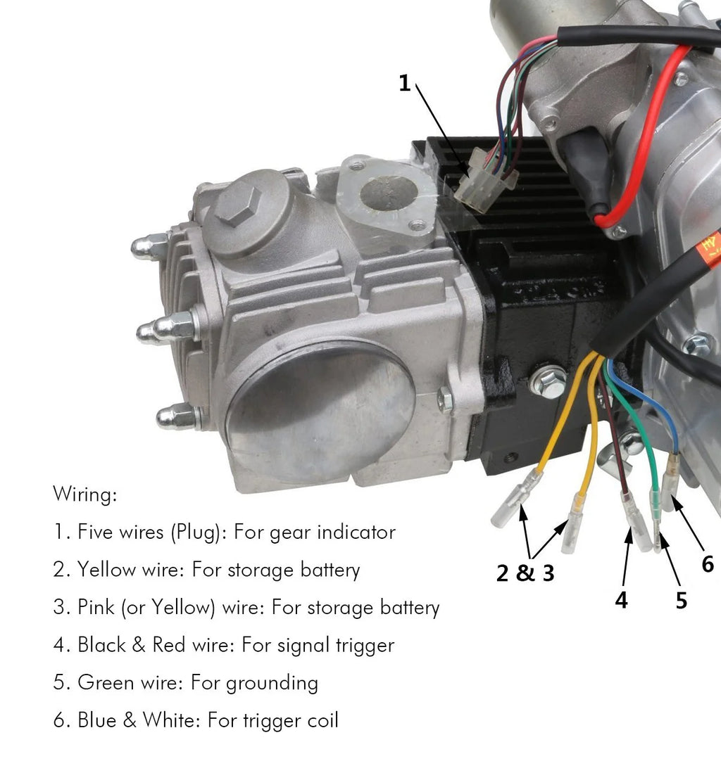 125cc Semi Auto Engine Motor 3 Speed + Reverse Electric Start w/Wiring Harness + Battery+ Exhaust+ Complete Kit for ATV Quad Buggy Go Kart Four Wheelers Taotao Coolster 50cc 70cc 90cc 110cc