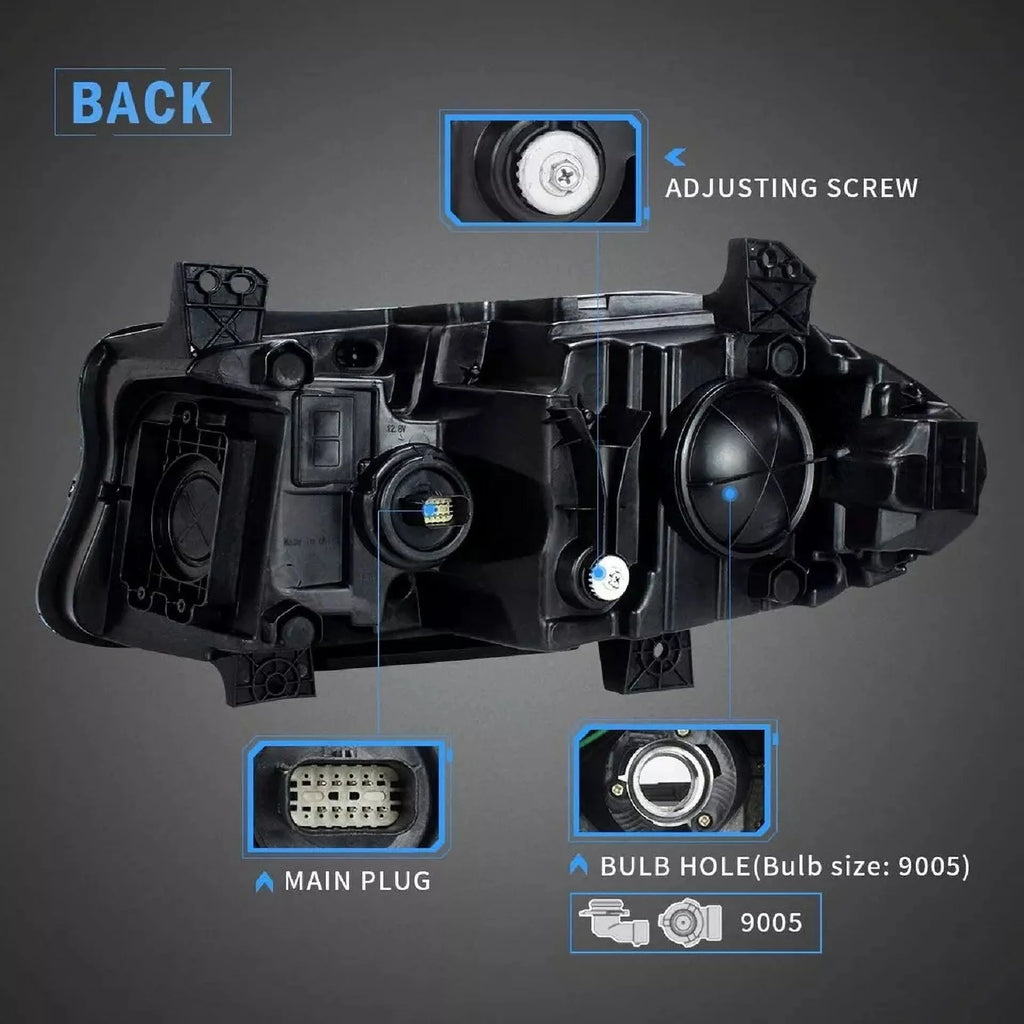 VLAND for Dodge Charger 2011 2012 2013 2014 Dual Beam Projector Headlights Replacement Assembly