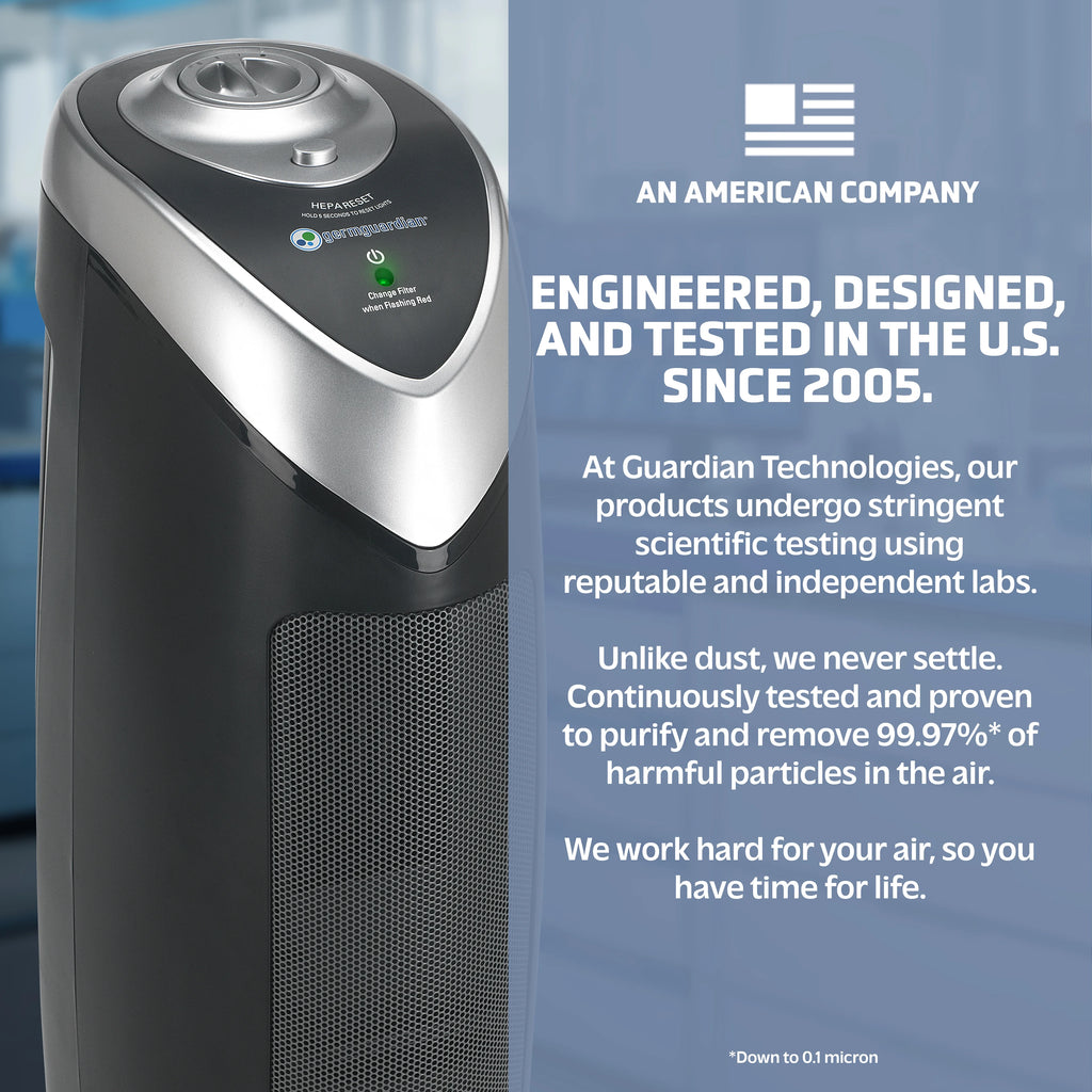 GermGuardian 743 Sq. ft. Tower Air Purifier with HEPA Pure Filter, Gray, AC4820