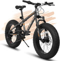 20 Inch Mountain Bike for 7-15 Years Old, 7 Speed Kids Bike with High Carbon Steel Frame, Fat Tire and Dual Disc Brake, Front Suspension Mountain Bicycle Gift for Boys Girls, Grey-Orange