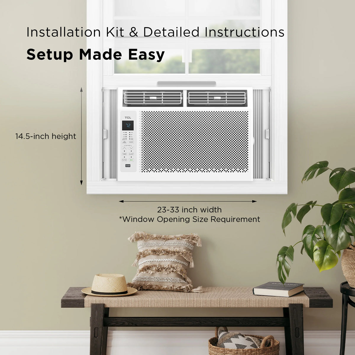 TCL 6,000 BTU Window Air Conditioner, 250 sq. ft., LED Display, Included Remote,  White, W6W32