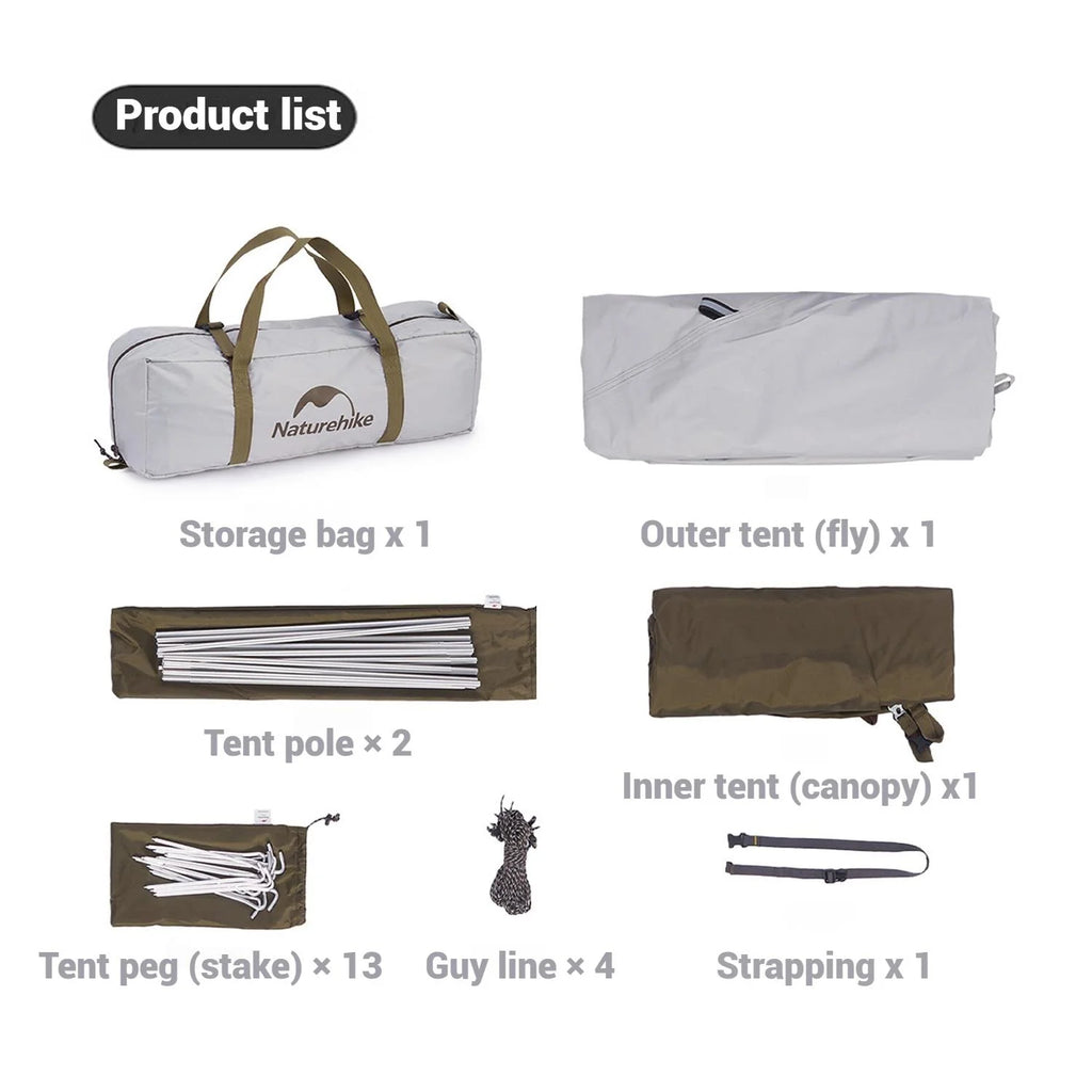 Naturehike, Ultralight Hiking Tent, Portable Camping Tent with Two Doors, Waterproof and Wind-resistant Dome Tent, UV Protection Backpacking Tent