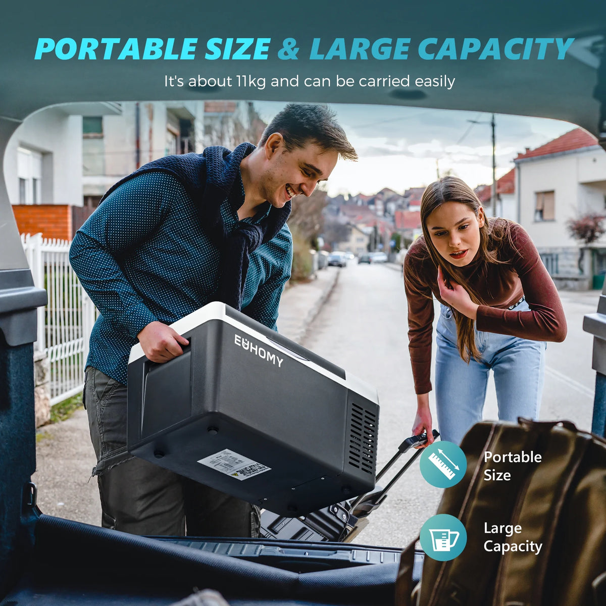 EUHOMY 12 Volt Refrigerator, 18QT Compressor Electric Cooler, Car Fridge -4�H~68�H, Portable Refrigerator 12/24V DC 110-240V AC, Portable Freezer for Camping, Travel, Boat
