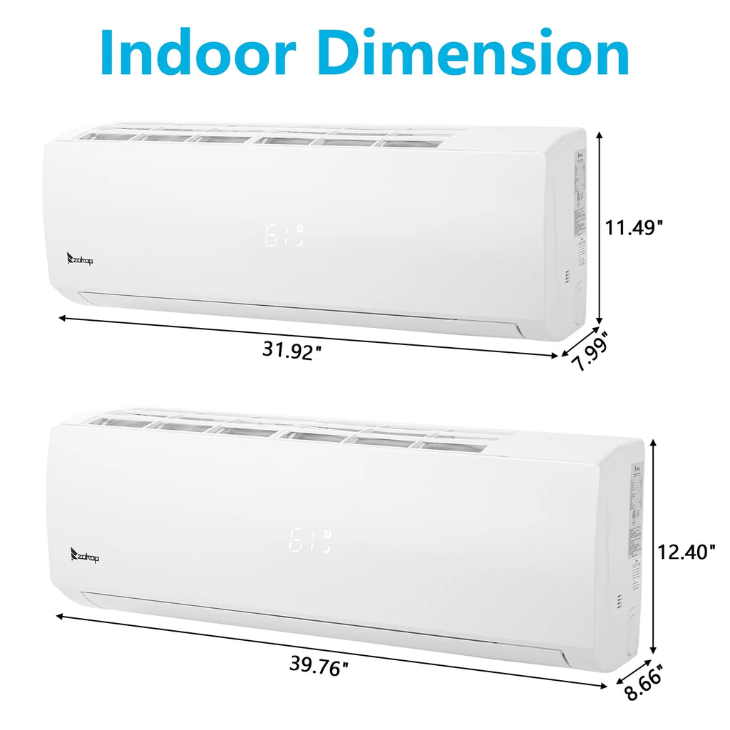 Ktaxon 2 Zone 9000 + 9000 BTU WIFI Mini Split AC/Heating System, 19 SEER2 Dual Zone 18000 BTU Ductless Split Air Conditioner with Pre-Charged Condenser, Heat Pump & 25Ft Installation Kit, 208-230V