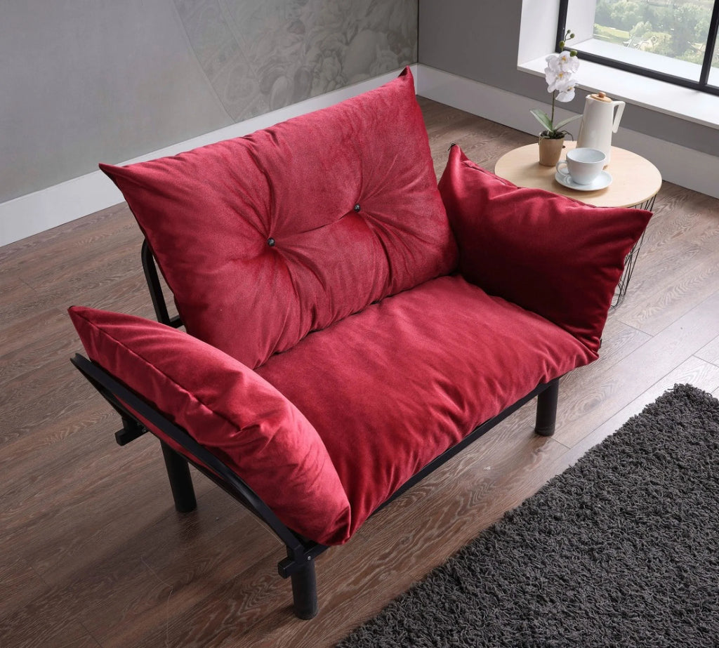 JINS&VICO Futon Love Seats with Adjustable Backrest, 2 Seat Convertible Sofa for Living Room, Small Space, Offices, Dorm, Studio,Sofa Chair(Pink)