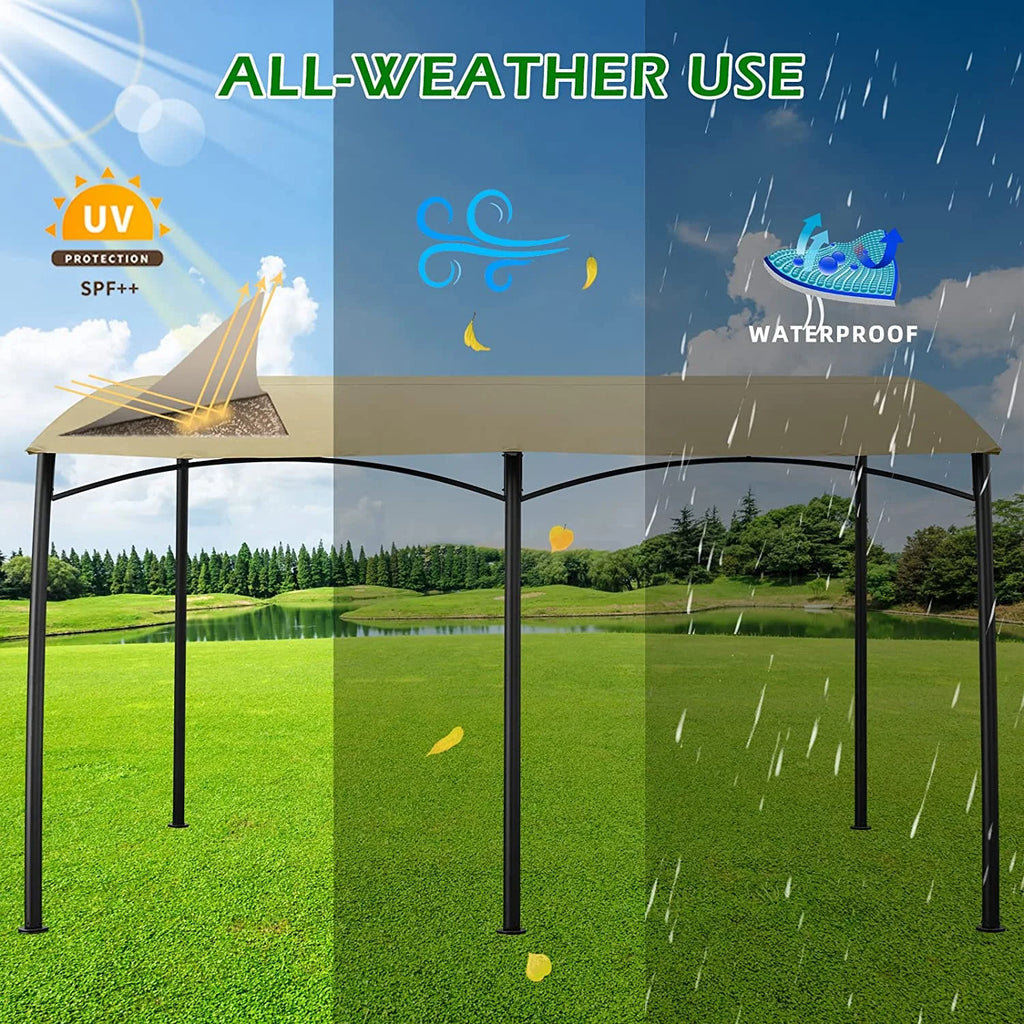 AECOJOY 13'x10' Outdoor Wall Mounted Gazebo, Outdoor Pergola-Beige