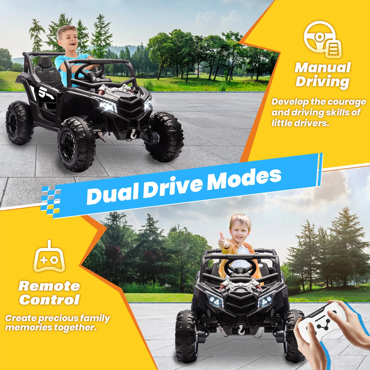 Joyracer 4WD 24 Volt Ride on Toys, 2 Seater Power Car wheels UTV with 800W Motors, Remote Control, Bluetooth Music, Spring Suspension, LED Light, Pink