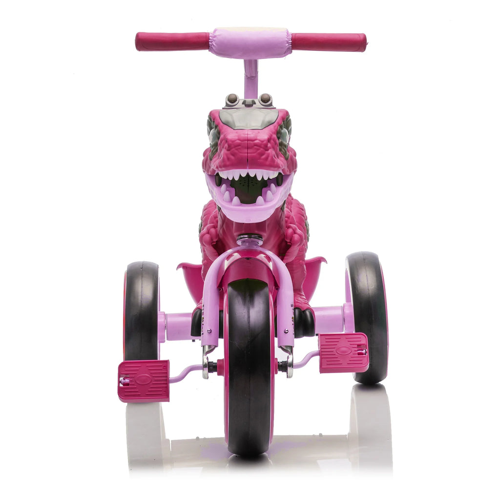 Xuanlur Kids Ride on Dinosaur Tricycle, Toddlers Kid Trike with Wide Flash Wheels, Anti-Slip Pedals, Rear Basket, Music & LED Lights, Toddler Bike Toys Gift for 3-6 Year Old Boys & Girls (Green)