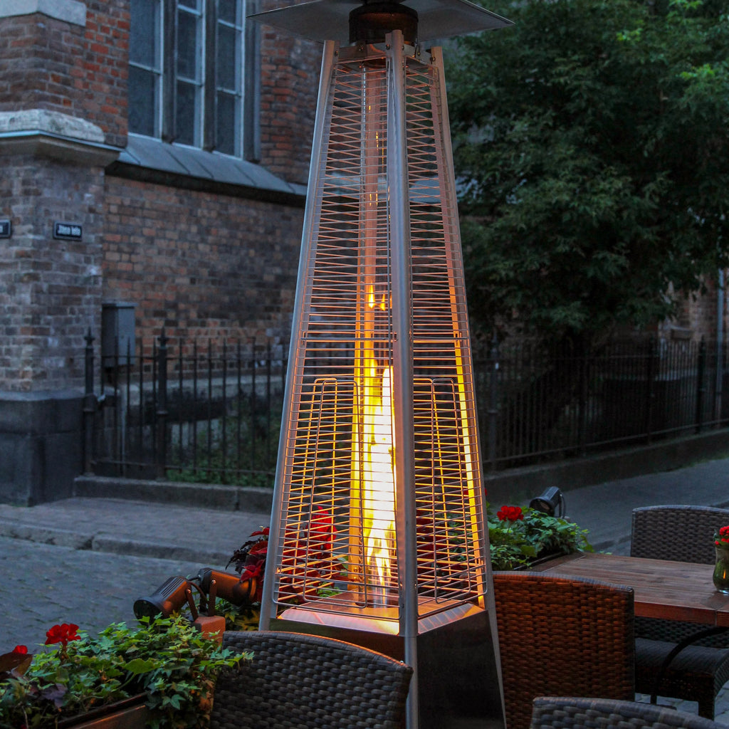Nuu Garden Pyramid Patio Heater with Wheels, 48,000 BTU Outdoor Heaters for Outside Use, Quartz Glass Tube Propane Heater, Black
