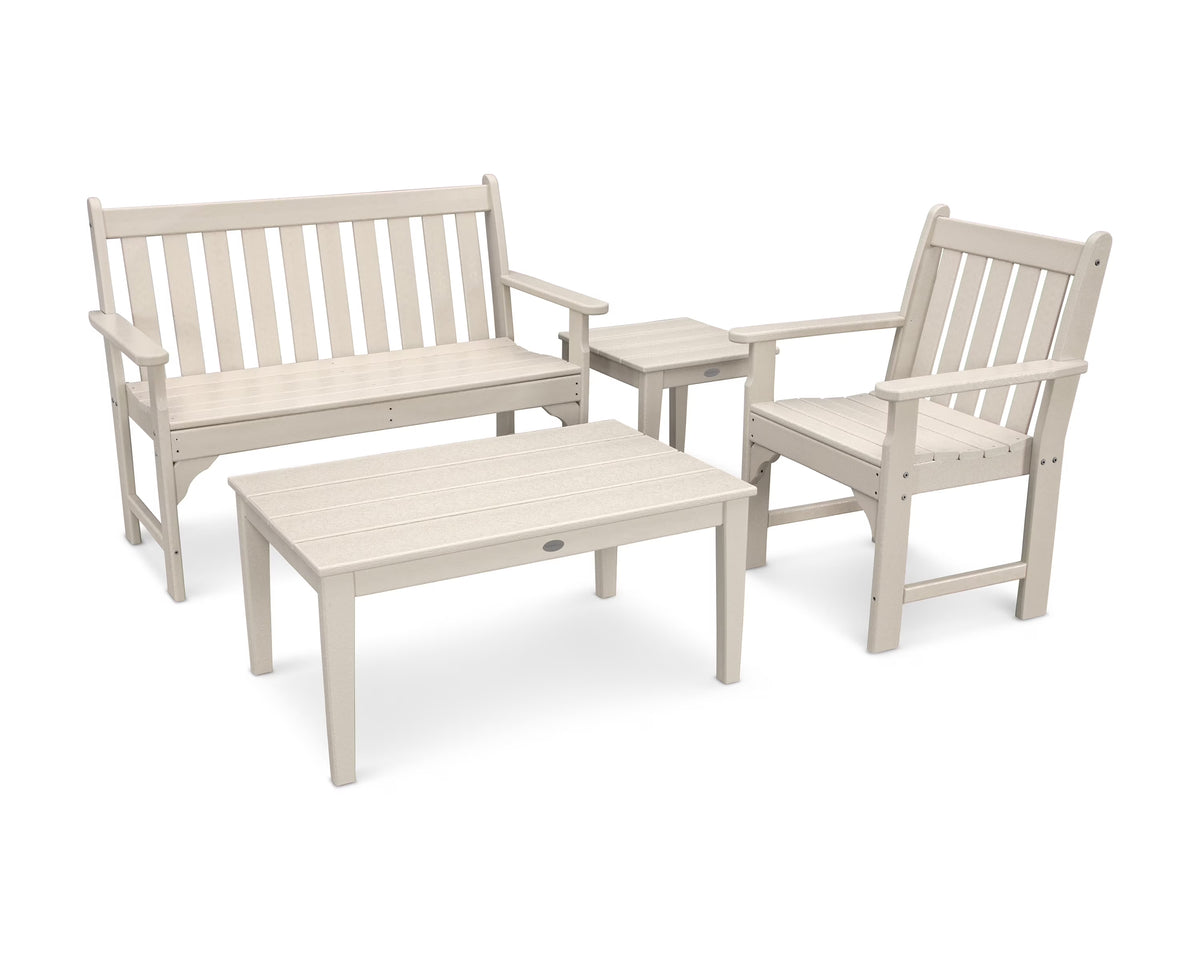 POLYWOOD Vineyard 4-Piece Bench Seating Set in Slate Grey