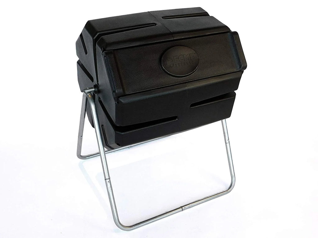 FCMP Outdoor 37 Gallon Single Chamber Roto Tumbling Compost Bin, Black