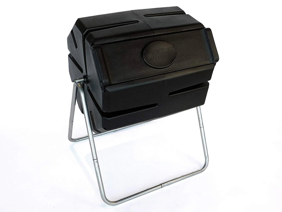 FCMP Outdoor 37 Gallon Single Chamber Roto Tumbling Compost Bin, Black
