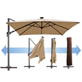 SUNRISEUMBRELLA Square 10'x10' Deluxe Roma square cantilever umbrella, With LED light(Heather Beige)
