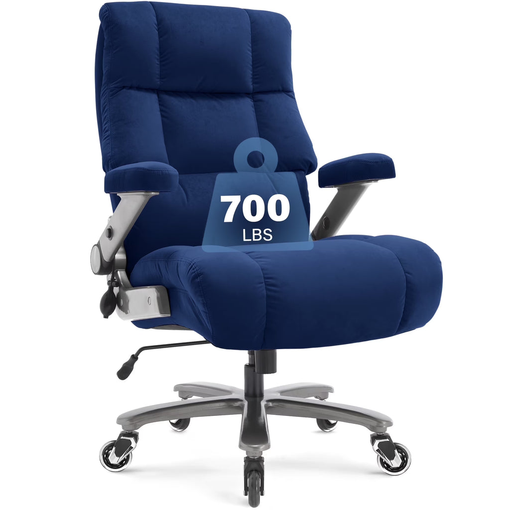 Big and Tall 700lbs Office Chair, Ultra-Soft Fabric Executive Desk Chair, Ergonomic Computer Chair with 3D Flip Up Arms, Adjustable Lumbar Support, Heavy Duty Metal Base and Quiet Rubber Wheel, Black